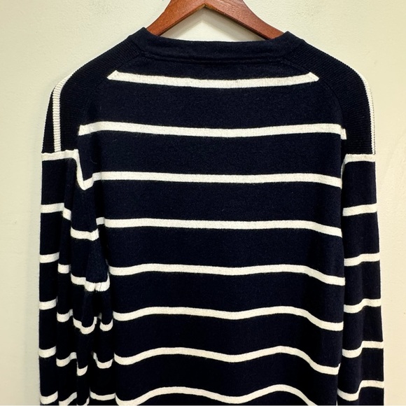 Tommy Hilfiger Blue Striped Wool Cashmere Angora Rabbit Hair Vneck Sweater Large - Picture 8 of 11